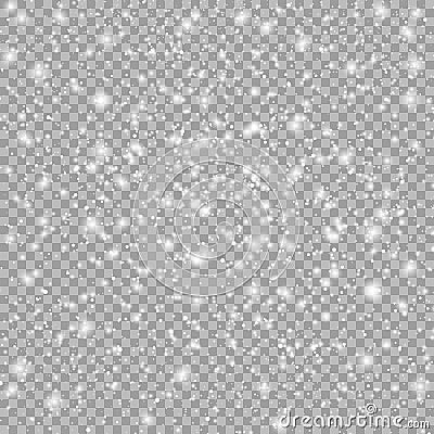 Snow on isolated background. Winter background for Christmas or new year holidays. Vector overlay. Frost, snow, ice. Vector Illustration