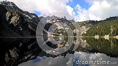 Snow Lake Landscape Summertime Stock Photo