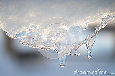 Snow melting icicle spring background Stock Photo