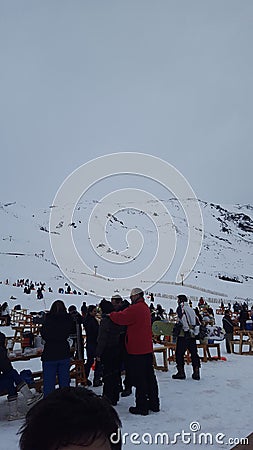 Snow mendoza Aconcagua mountain snowboard ski hot chocolate outdoor fun free Editorial Stock Photo