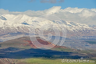 Snow on Mount Hermon, Golan Heights, Israel Stock Photo