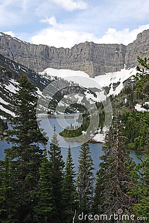 Snow mountain and bertha lake Stock Photo