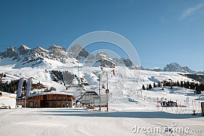 Snow mountain landscape (skilift, slope) Stock Photo