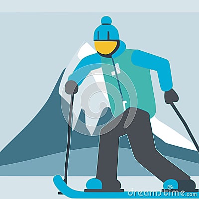 Snow mountain skier vector graphics Stock Photo
