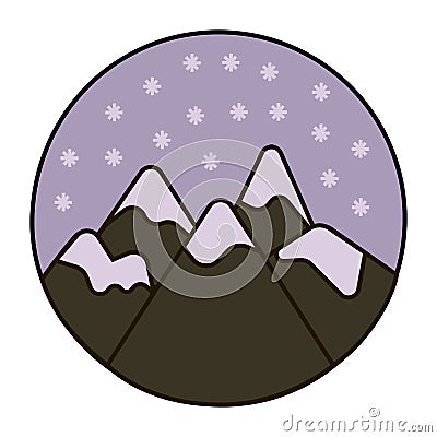 Snow in the mountains icon Vector Illustration