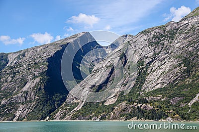 Snow on Mountaintops in Tracy Arm Fjord, Alaska Stock Photo