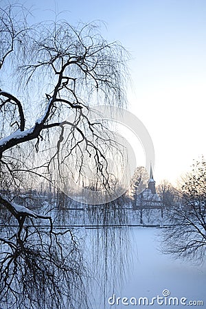 Sunset in winter Stock Photo