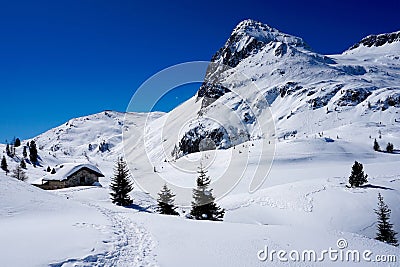 Snow Peak Mountain Landscape sun winter Stock Photo