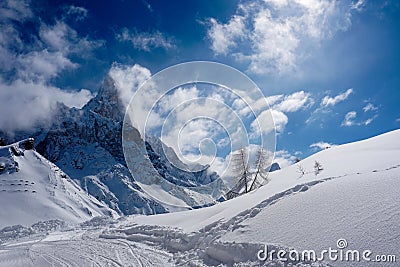 Snow Peak Mountain Landscape sun winter Stock Photo