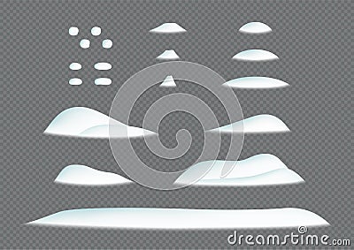 Snow Pile Winter Snowdrift 3d Illustration Vector Elements Set Vector Illustration