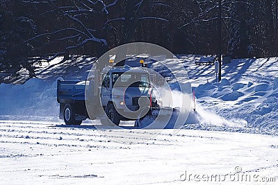 Snow Plow Clearing Skating Rink Editorial Stock Photo