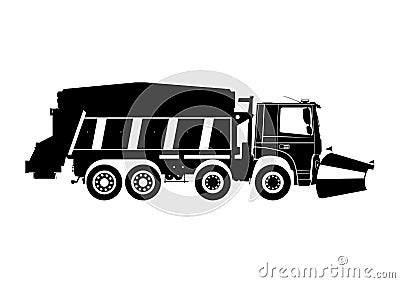 Silhouette of snow plough. Vector Illustration