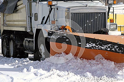 Snow Plow Winter Road Stock Photo