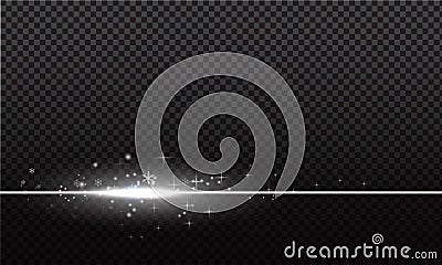 Snow powder. White wind of snow and light trail, design elements for christmas, new year holidays on dark background Vector Illustration
