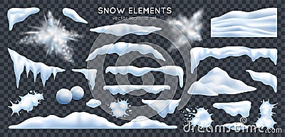 Snow Realistic Set Transparent Vector Illustration