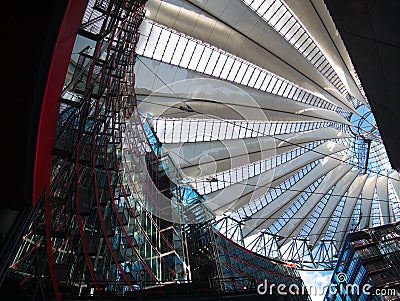 Snow on the roof of Berlin Sony Center Editorial Stock Photo