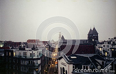 Snow on rooftops in Amsterdam Stock Photo