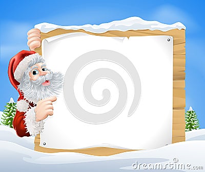 Snow scene Christmas Santa Sign Vector Illustration