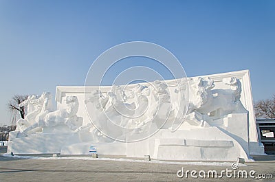 Snow Sculptures at the Harbin Ice and Snow Festival in Harbin China Editorial Stock Photo