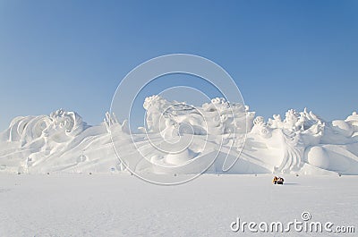 Snow Sculptures at the Harbin Ice and Snow Festival in Harbin China Editorial Stock Photo