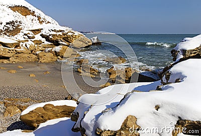 Snow on the sea Stock Photo