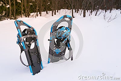 snow shoes in snowbank Stock Photo