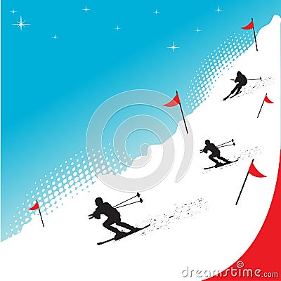 Snow skiing Vector Illustration