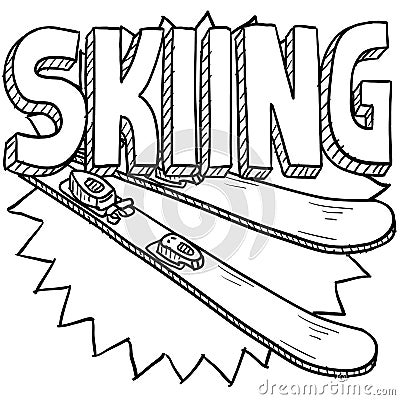 Snow skiing sketch Vector Illustration