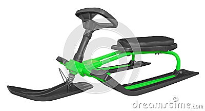 Snow sledge isolated - green Stock Photo