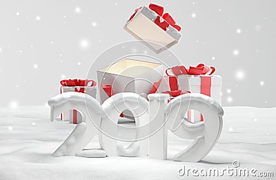 2019 snow snowflakes christmas presents design 3d-illustration Cartoon Illustration