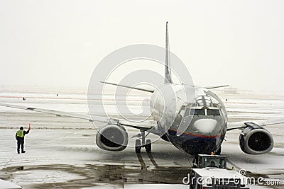 Snow Storm on the airport Stock Photo