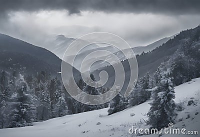 A snow storm in the mountains Stock Photo