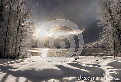 A snow storm in the mountains Stock Photo