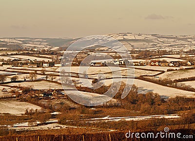 Snow on the Valleys in Wales, Great Britain Stock Photo