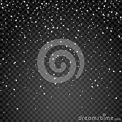 Snow vector effect isolated. Falling Snow winter cold weather. Christmas snowfall decoration background Vector Illustration