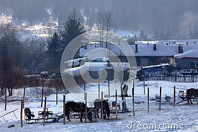 Snow village Stock Photo