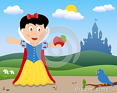 Snow White with the Apple Vector Illustration