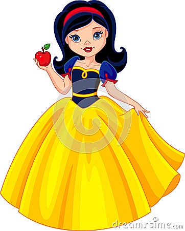 Princess snow white with apple Vector Illustration