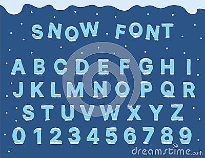 Snow winter alphabet letter.uppercase graphic font Vector Illustration