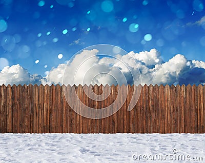Snow winter backyard Stock Photo