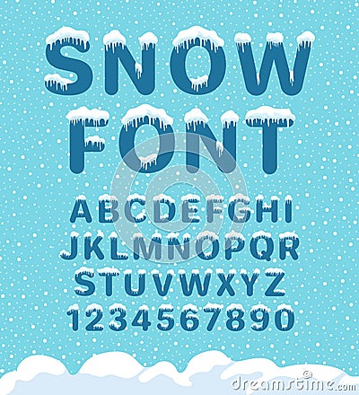 Snow winter font Vector Illustration