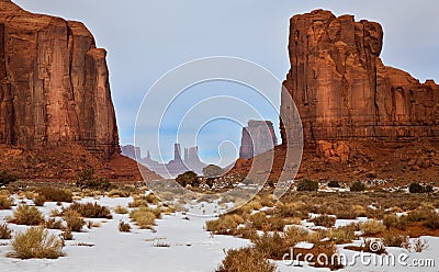 Snow, Winter, Monument Valley, Utah Stock Photo