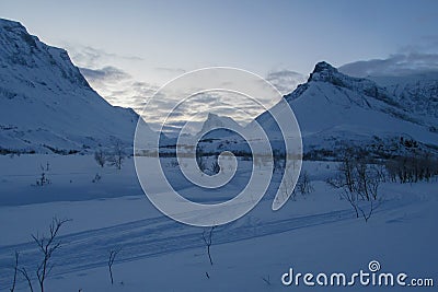 Snow winter in the mountains of Sweden Sarek and Abisko Stock Photo