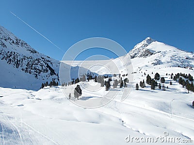 Snow winter skiing season in kuhtai Stock Photo