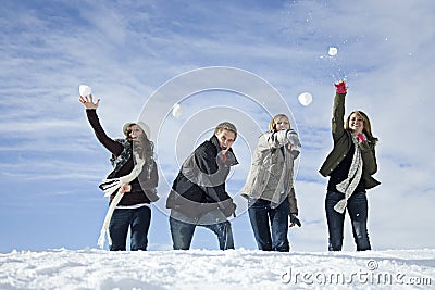 Snowball fight Stock Photo