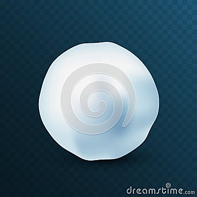 Snowball isolated on blue background. Frozen ice ball. Winter decoration for Christmas or New Year. Vector snow. Vector Illustration