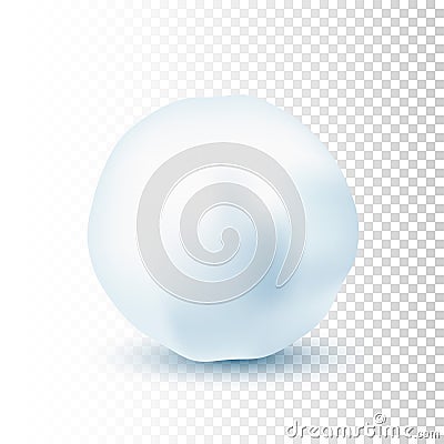 Snowball isolated on transparent background. Frozen ice ball. Winter decoration for Christmas or New Year. Vector snow. Vector Illustration