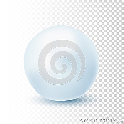 Snowball isolated on transparent background. Frozen ice ball. Winter decoration for Christmas or New Year. Vector snow. Vector Illustration