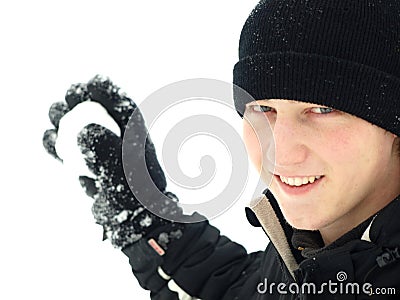 Snowball throwing Stock Photo