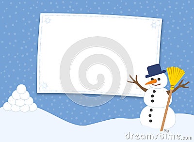 Snowball Fight Snowman Prepare Snowballs Fun Vector Illustration